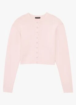 Tara Jarmon GREGOIRE - Pink Cropped Round-neck Cotton-blend Cardigan -Morganmai Store 4132322