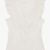 Tara Jarmon TAIO - White Ruffled V-neck Cotton-blend Top