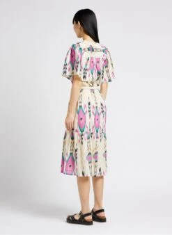 RONNY - White Loose-fit V-neck Cotton Dress -Morganmai Store 4134821