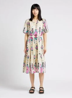 RONNY - White Loose-fit V-neck Cotton Dress