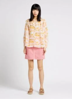 SEE U SOON Beige Tie-dye Print Cotton Blouse 8 SEE U SOON Beige Tie-dye Print Cotton Blouse -Morganmai Store 4135130