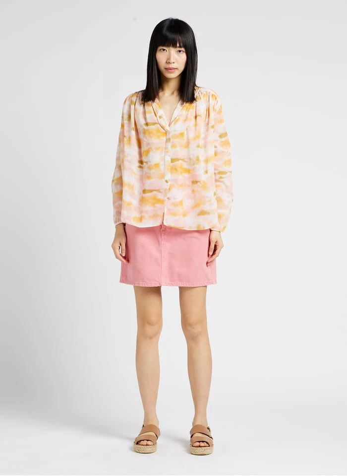 SEE U SOON Beige Tie-dye Print Cotton Blouse 4 SEE U SOON Beige Tie-dye Print Cotton Blouse - Image 4