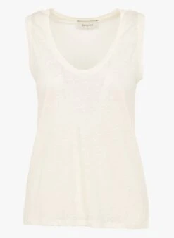BERENICE ELINE - White Straight Linen Tank Top -Morganmai Store 4136292