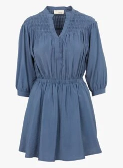 Blue Short V-neck Dress -Morganmai Store 4136342