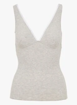 JOHN - Grey V-neck Lace Top 7 JOHN - Grey V-neck Lace Top -Morganmai Store 4136357