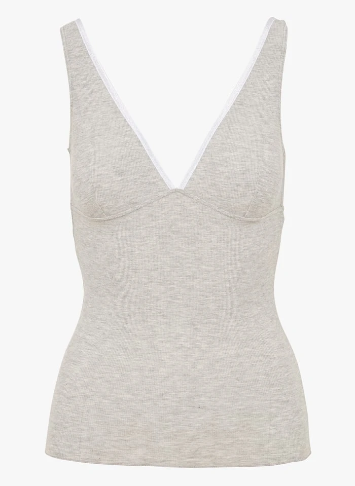 JOHN - Grey V-neck Lace Top 3 JOHN - Grey V-neck Lace Top - Image 3