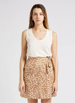 BERENICE ELINE - White Straight Linen Tank Top