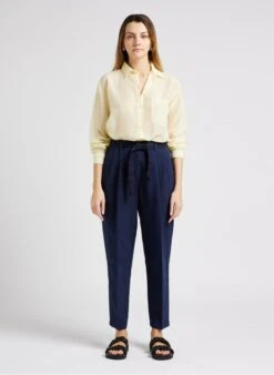 Yellow Loose-fit Cotton-blend Shirt -Morganmai Store 4137041