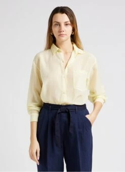 Yellow Loose-fit Cotton-blend Shirt