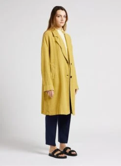 Yellow Loose-fit Cotton-blend Shirt -Morganmai Store 4137045