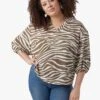 Vero Moda Curve SEBA - Multicolored Striped V-neck Blouse