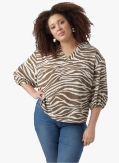 Vero Moda Curve SEBA - Multicolored Striped V-neck Blouse