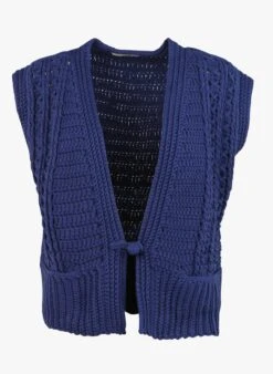 Sessun ALAIOR - Blue Long Cotton-blend Cardigan -Morganmai Store 4140253