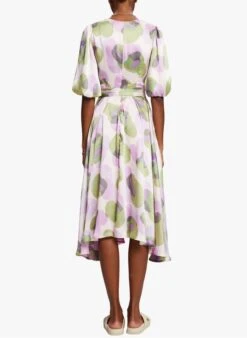 ESPRIT Purple Fitted Printed V-neck Dress -Morganmai Store 4140535