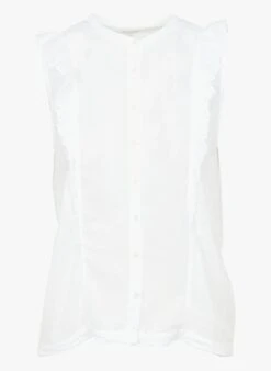 Hartford TEORY - White Round-neck Mixed-media Cotton Shirt -Morganmai Store 4144055