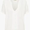 POUSSIERE D ANGE - White V-neck Cotton-blend Top