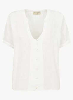POUSSIERE D ANGE - White V-neck Cotton-blend Top