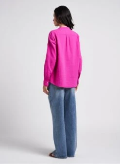 Hartford CRISTAL - Pink Loose-fit Cotton Gauze Shirt -Morganmai Store 4145777