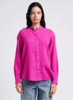 Hartford CRISTAL - Pink Loose-fit Cotton Gauze Shirt