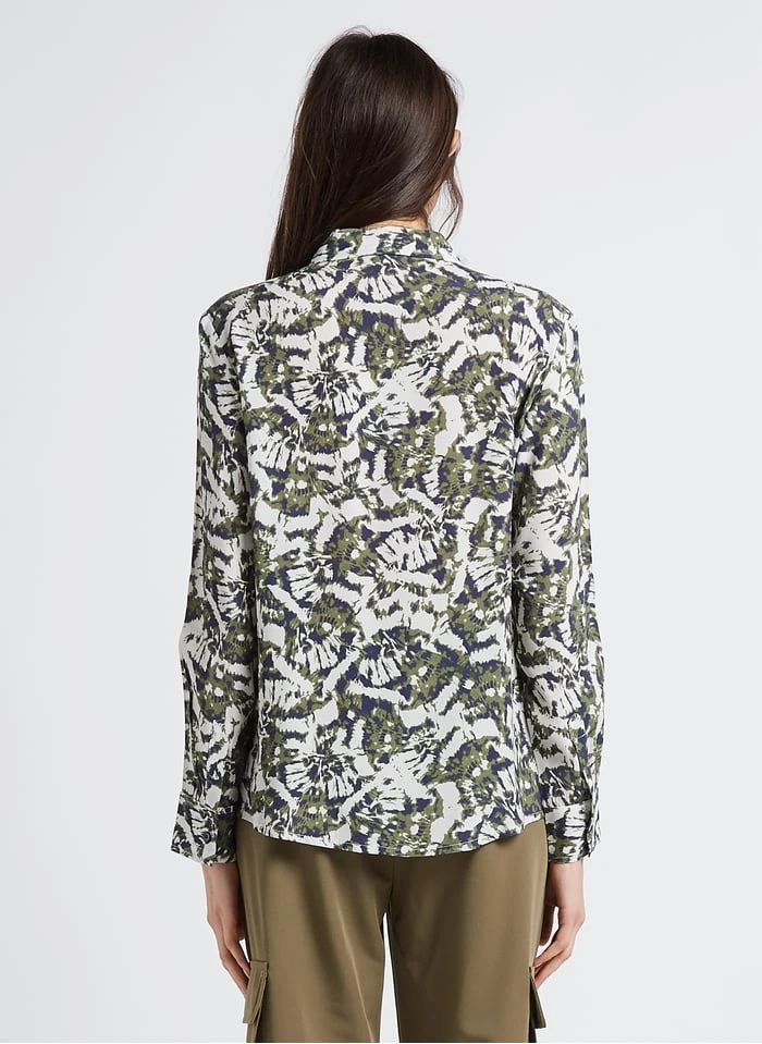 BENSIMON AZALY - Green Camouflage Print Shirt With Classic Collar 2 BENSIMON AZALY - Green Camouflage Print Shirt With Classic Collar - Image 2