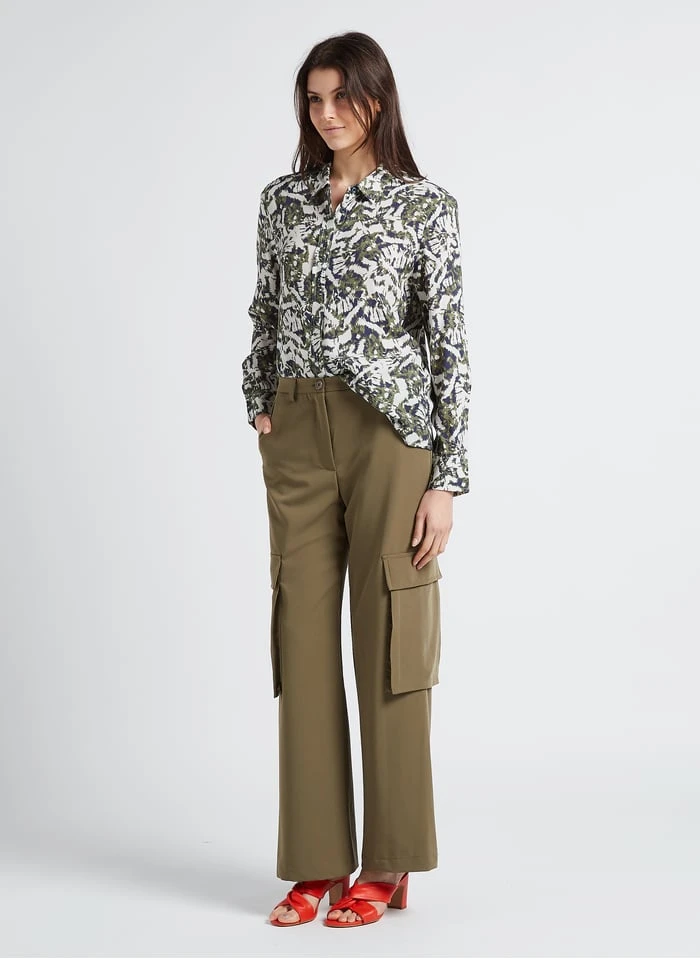 BENSIMON AZALY - Green Camouflage Print Shirt With Classic Collar 4 BENSIMON AZALY - Green Camouflage Print Shirt With Classic Collar - Image 4