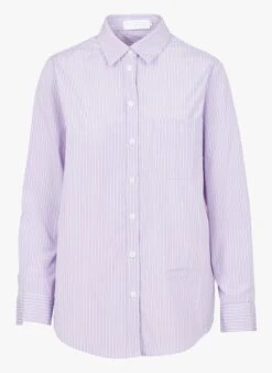 CAMILA - Pink Loose-fit Striped Cotton Shirt -Morganmai Store 4150295
