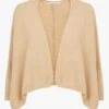 Beige Cropped Loose-fit Cotton Cardigan