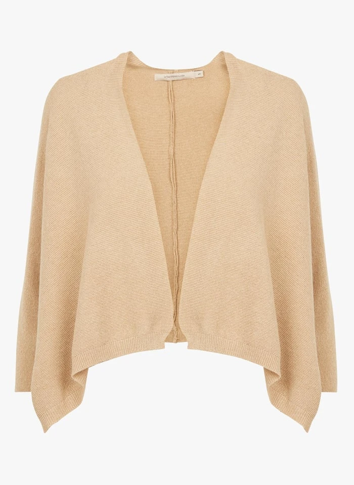 Beige Cropped Loose-fit Cotton Cardigan 1 Beige Cropped Loose-fit Cotton Cardigan