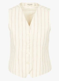 Beige Linen-blend Suit Waistcoat -Morganmai Store 4150488