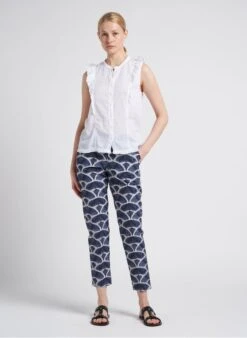 Hartford TEORY - White Round-neck Mixed-media Cotton Shirt -Morganmai Store 4151108