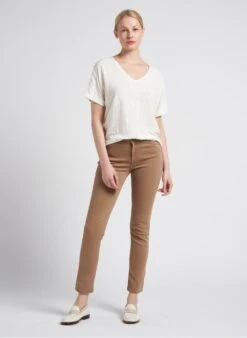 GERARD DAREL AGATHA - White V-neck Linen T-shirt -Morganmai Store 4151157