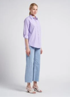 CAMILA - Pink Loose-fit Striped Cotton Shirt -Morganmai Store 4151299