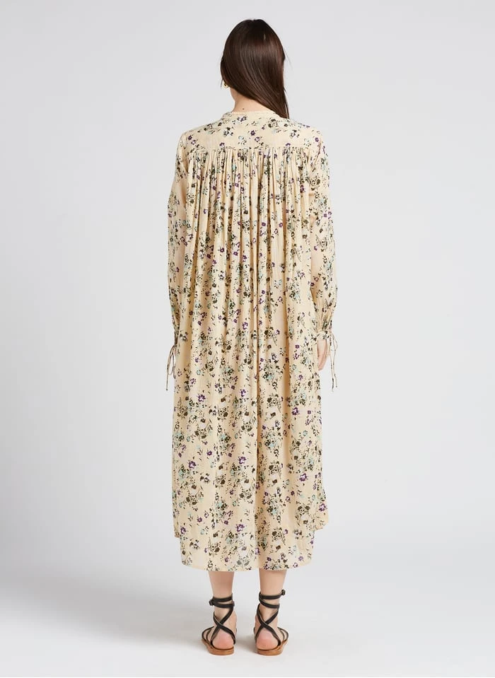 NEW CIGARETTE - Beige Cotton Midi Dress 5 NEW CIGARETTE - Beige Cotton Midi Dress - Image 5