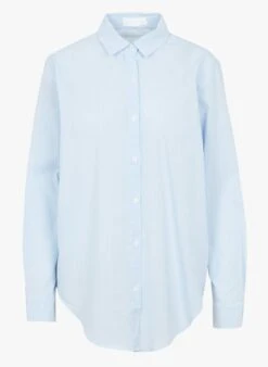 CYNTHIA - Blue Long Striped Cotton Shirt -Morganmai Store 4152161