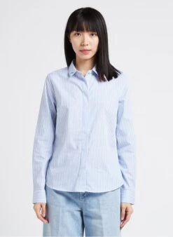 Maison Labiche TEMPLE AMOUR TOUJOURS - Blue Classic-collar Cotton Striped Shirt