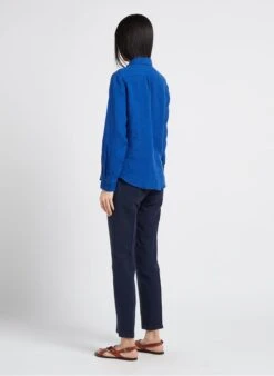 Hartford CORAZON - Blue Linen Shirt With Classic Collar -Morganmai Store 4156780