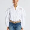 BERENICE CHARMING - White Embroidered Cotton Henley Shirt
