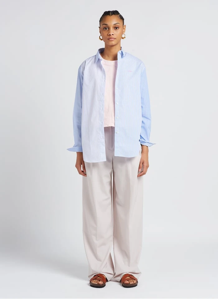 Maison Labiche SAINT GER AMOUR - Blue Striped Cotton Shirt With Classic Collar 4 Maison Labiche SAINT GER AMOUR - Blue Striped Cotton Shirt With Classic Collar - Image 4