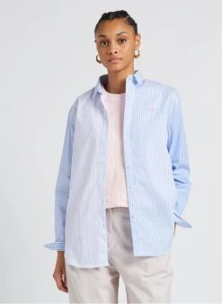 Maison Labiche SAINT GER AMOUR - Blue Striped Cotton Shirt With Classic Collar