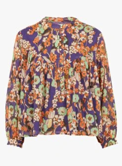 OSLO - Multicolored Floral Print Round-neck Cotton Top -Morganmai Store 4158359