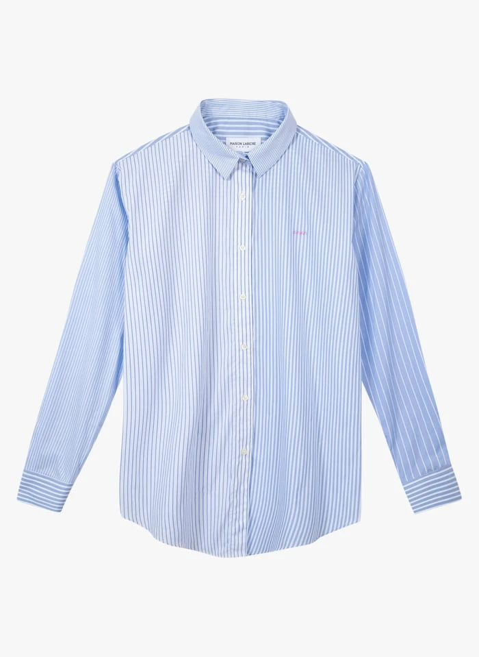 Maison Labiche SAINT GER AMOUR - Blue Striped Cotton Shirt With Classic Collar 3 Maison Labiche SAINT GER AMOUR - Blue Striped Cotton Shirt With Classic Collar - Image 3