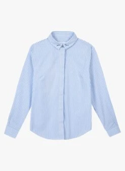 Maison Labiche TEMPLE AMOUR TOUJOURS - Blue Classic-collar Cotton Striped Shirt -Morganmai Store 4159589