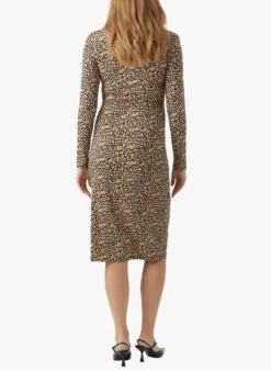 Mamalicious JULIENNE - Beige Printed Cotton Midi Maternity Dress -Morganmai Store 4160538