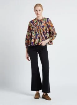 OSLO - Multicolored Floral Print Round-neck Cotton Top -Morganmai Store 4161120