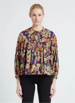 OSLO - Multicolored Floral Print Round-neck Cotton Top