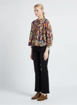 OSLO - Multicolored Floral Print Round-neck Cotton Top -Morganmai Store 4161123