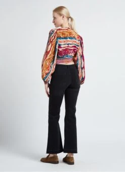 BERENICE BILAL - Multicolored Cropped Printed Wrap Top -Morganmai Store 4161124
