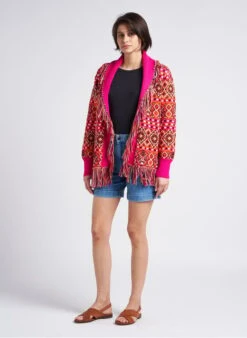 BERENICE GIOIA - Multicolored Printed Cotton Cardigan With Shawl Collar -Morganmai Store 4162139