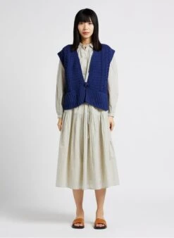 Sessun ALAIOR - Blue Long Cotton-blend Cardigan -Morganmai Store 4165256