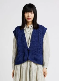Sessun ALAIOR - Blue Long Cotton-blend Cardigan